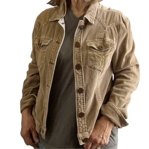 Vintage Y2K Z Cavaricci Cropped Corduroy Jacket Size Small Tan